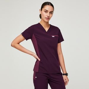 BNWT Figs Deep Purple Catarina Paneled Scrub Top Zamora High Waisted Joggers Set